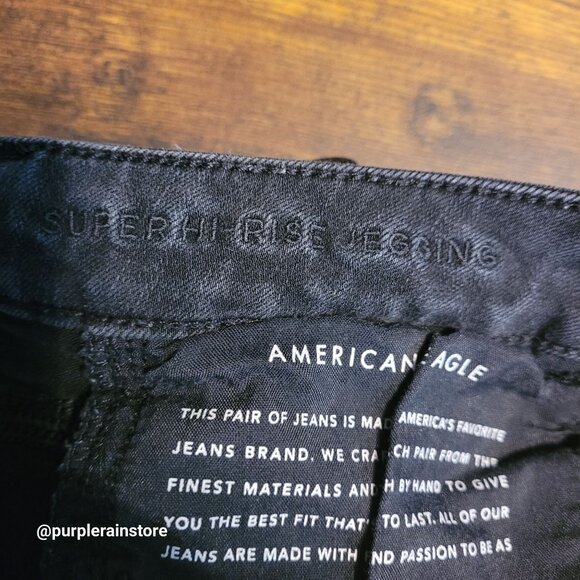 American Eagle Jeans 6 S Next Level Stretch Jegging Super Hi Rise Black Wash - Picture 5 of 12
